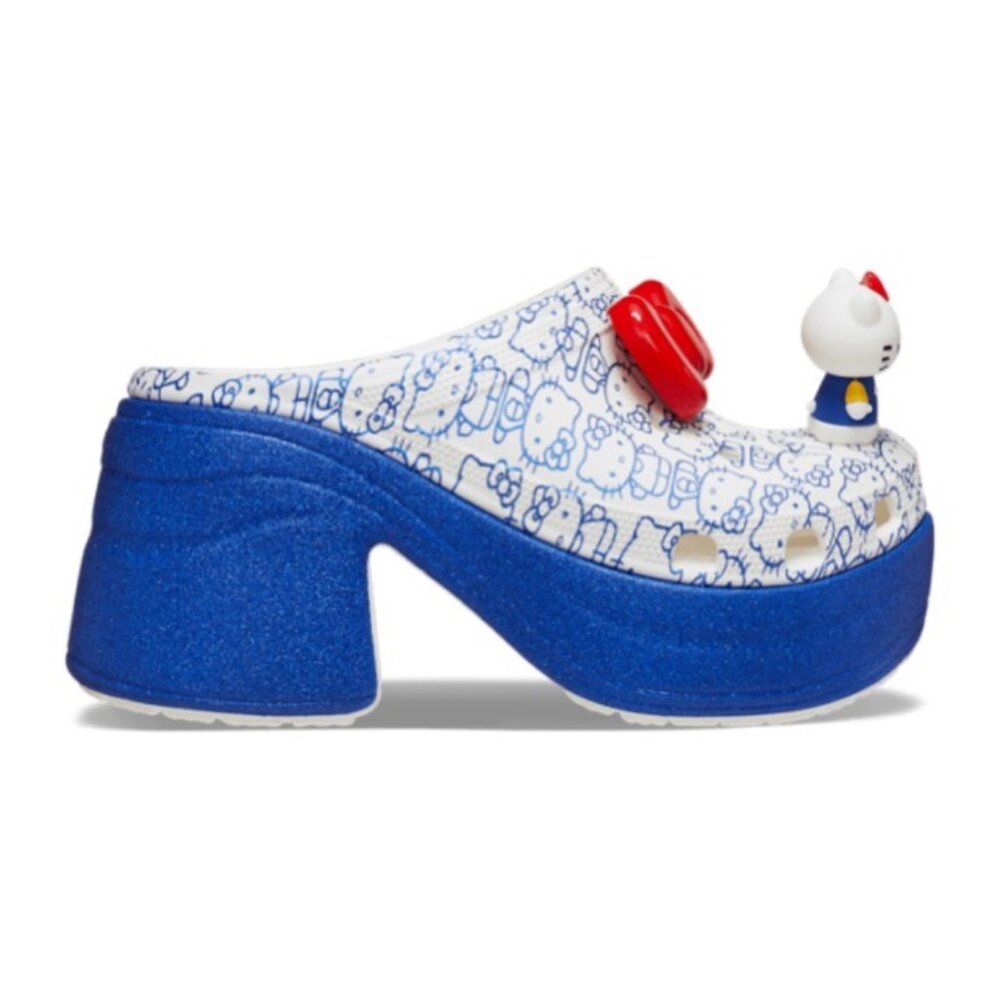 Crocs Hello Kitty x Siren Womens Stomp Slide Clogs White 209451-100 NEW Multi Sz